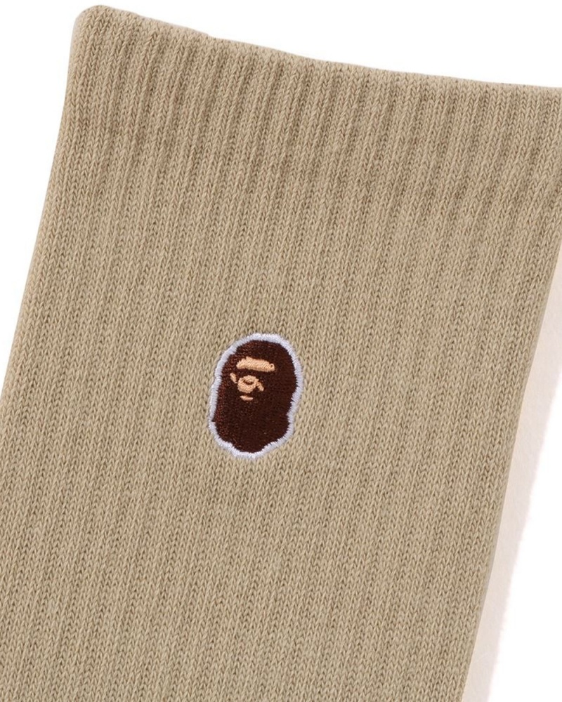 Chaussettes Bape Ape Head One Point Beige Homme | EMB-30547698